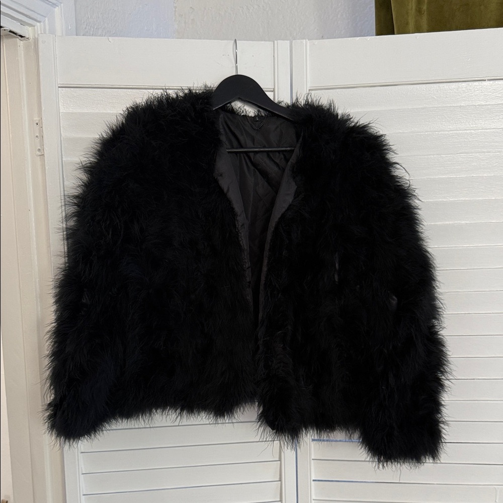 Feather fur jacket size Large